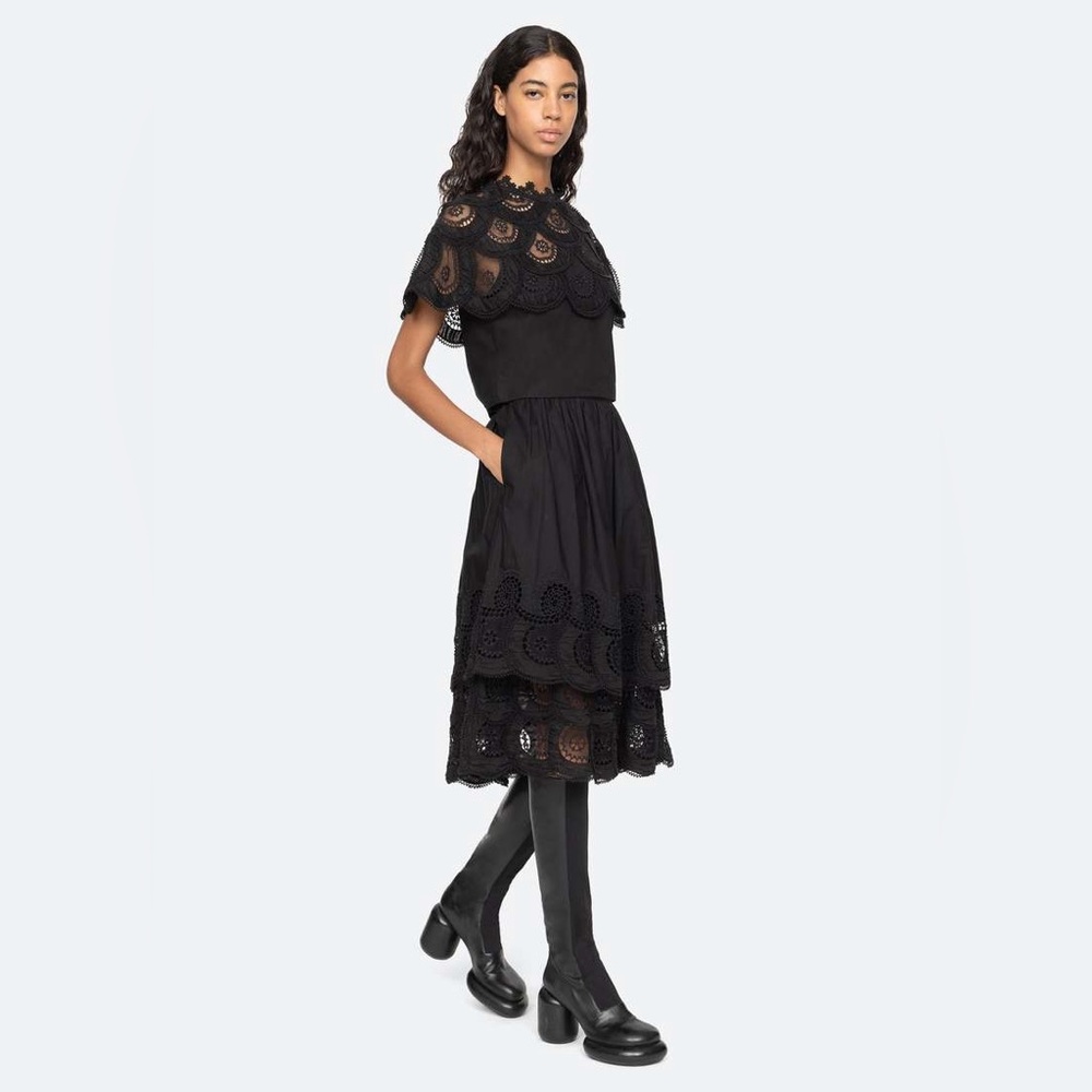 NWT $425 Sea Drea Embroidery Tiered Skirt - Picture 7 of 8